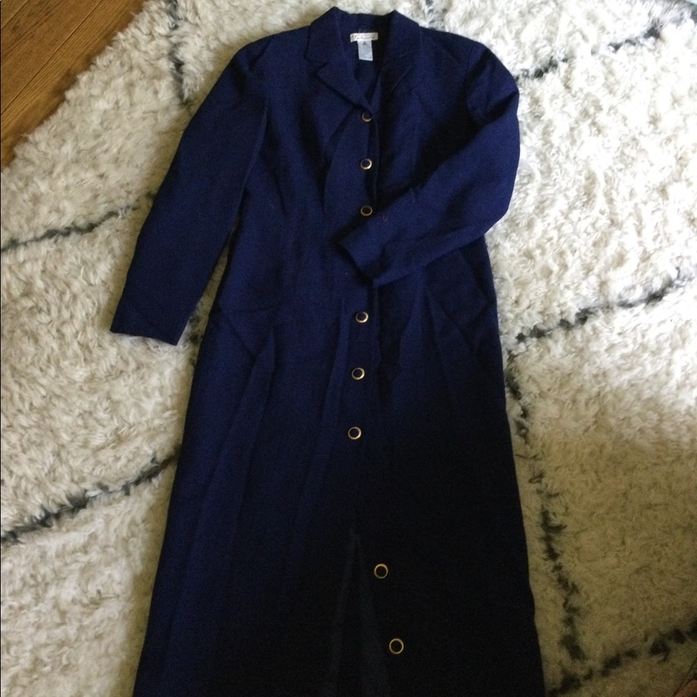 Talbots wool fully lined blazer dress, navy